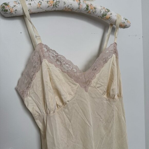 Vintage Elegant Cream Lace Trim Slip Dress Cottagecore coquette S - Picture 4 of 7